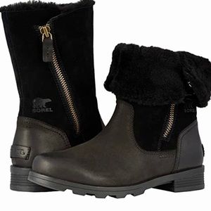Sorel Emelie Foldover Black Waterproof Boot•NIB